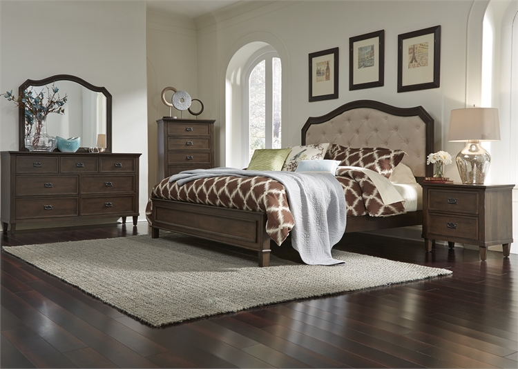 Berkley Heights Antique Washed Walnut Finish King Bed ...